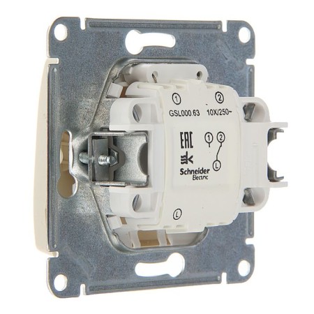 Glossa switch Sche GSL000263, 10 A, 1 key, hidden, backlight, beige color 189582-1