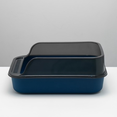 Toilet with transparent sides with a scoop and filter, 40 x 28 x 16 cm, blue-6