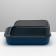 Toilet with transparent sides with a scoop and filter, 40 x 28 x 16 cm, blue