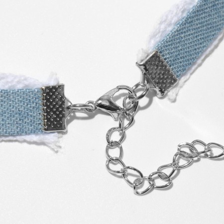 Choker "jeans" is a delicate flower, the color is pink-blue, 36 cm-1