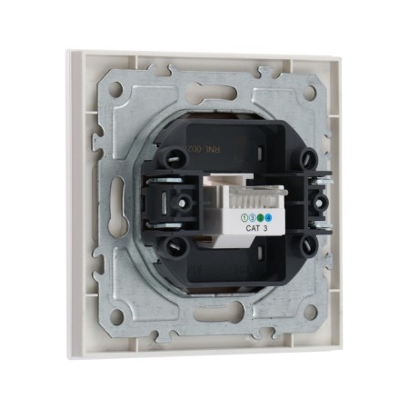 Single single Glossy Glass telephone socket, hidden, glass, white-3