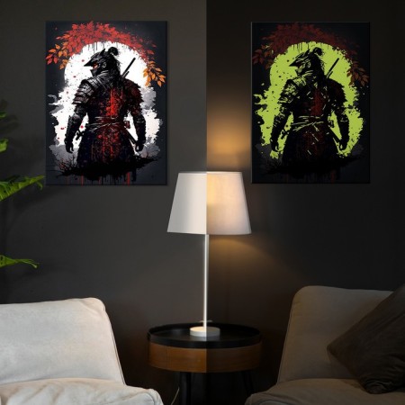 Picture on numbers with luminous paint, 40 × 50 cm "Japanese samurai" 12 colors-1