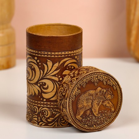 Set of piles "Bear", 4 pcs, in a case, 4.5 × 4.5 × 9 cm, birch bark-1