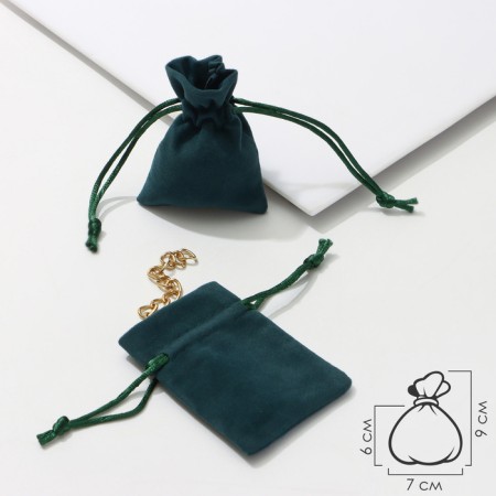 Velvet bag "Classics", 7 × 9 cm, emerald color-1