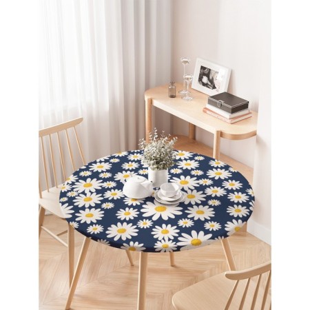 Tables on the table “Field of daisies”, round, oxford, elastic band, size 120x120 cm, diameter 75-100 cm-2