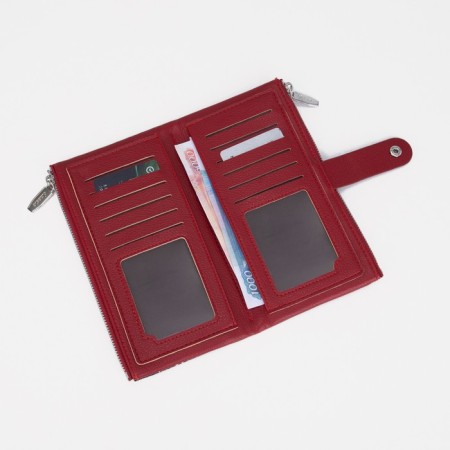Women's wallet on the button, red color-4