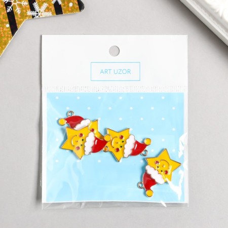 Decor for creativity Metal "Star in the New Year's cap" enamel 2.5x1.9 cm-2