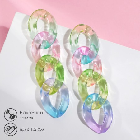 Earrings Plastic "Chain" translucent, color