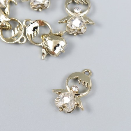 Decor for creativity metal, rhinestones "angel" gold 1.6x2 cm
