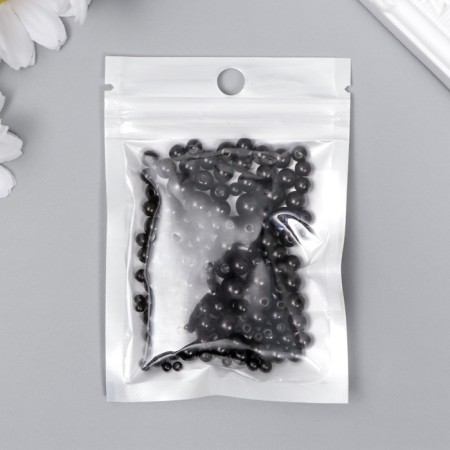 Beads for creativity plastic "Round. Black" d = 3-8 mm, set 10 grams-2