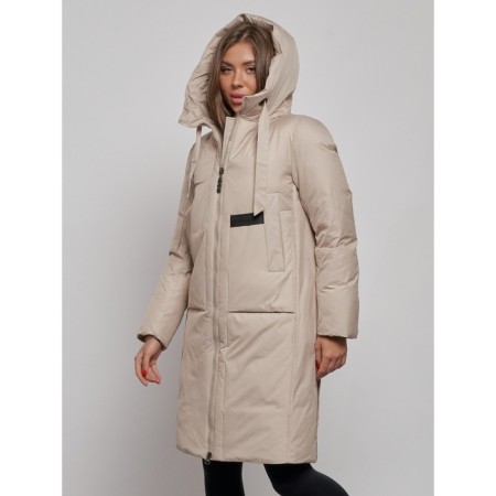 Coat insulated winter female, size 48, beige color-1