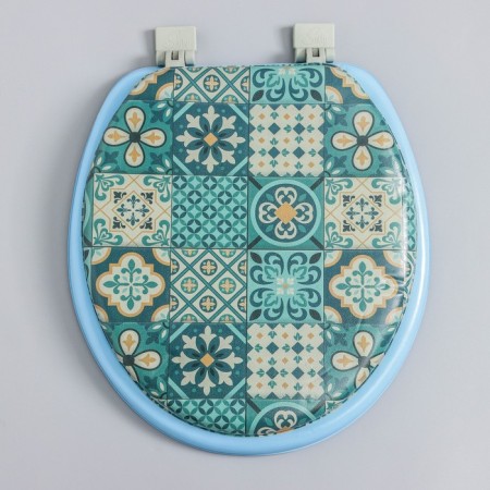 The toilet seat with a lid, Rossplast, 43 × 37 cm, soft, blue color, Mix drawing-7