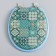 The toilet seat with a lid, Rossplast, 43 × 37 cm, soft, blue color, Mix drawing