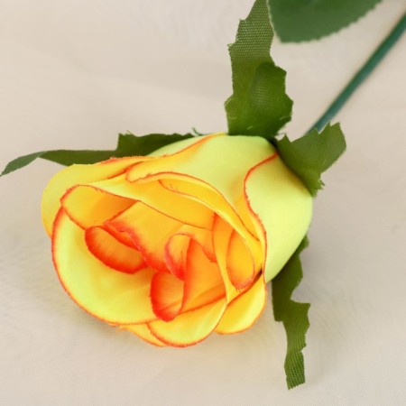 Artificial flowers "yellow-red rose" 53 cm d-5 cm, mix-1