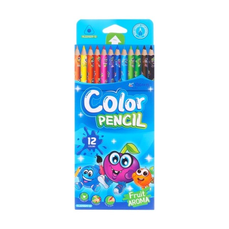 Pencils of 12 flowers in a cardboard box, flavored, triangular, wooden. Mix fruits-7