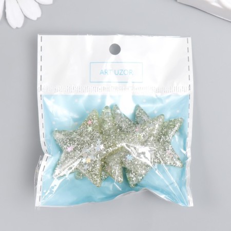 Decor for creativity plastic "Brilliant stars" gold 3.8x3.8 cm-3