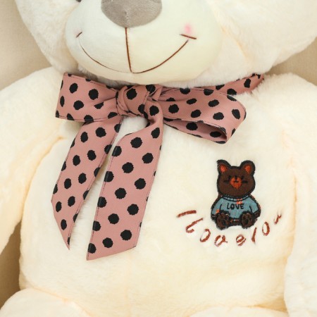 Soft toy "Bear", with a bow in peas, 80 cm, white color-2