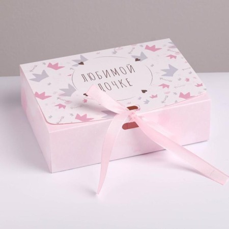 Gift folding box, packaging, “beloved daughter”, 16.5 x 12.5 x 5 cm-1