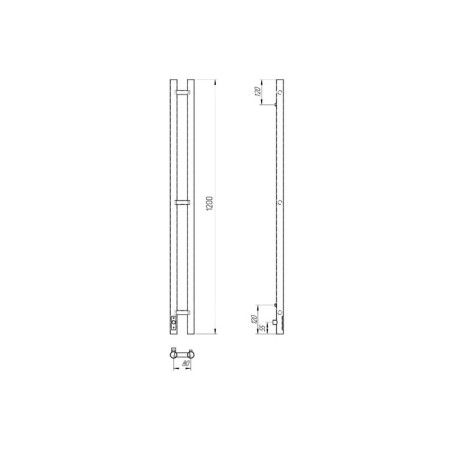 Electric heated towel rail Laris Prime Chekch, 80x1200 mm, 2 crossbars, left, black-8
