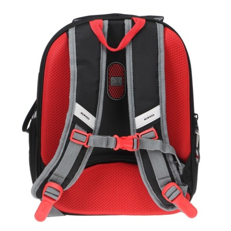 Frame backpack 37 x 28 x 12 cm, Across 194, filling: bag, pencil case, dark gray/red ACR22-194-5-4