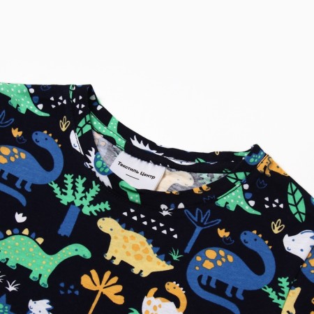 Set for a boy home (T -shirt/shorts) "dinosaurs", blue color, height 122-1