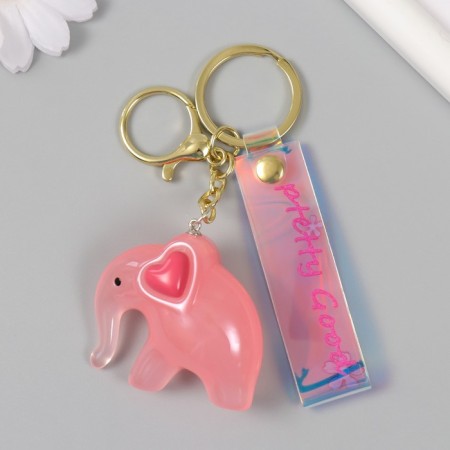 A plastic keychain with a carbine, a pink elephant strap 2.5x5.3x4.5 cm-1