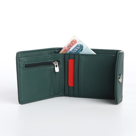 Women's wallet on magnet, green color-4
