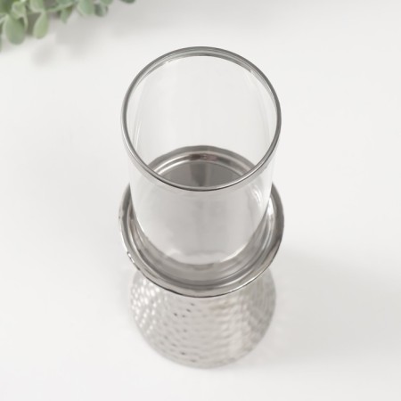 Ceramics candlestick, glass for 1 candle "ibis" d = 7.5 cm silver 10.5x10.5x29.5 cm-2