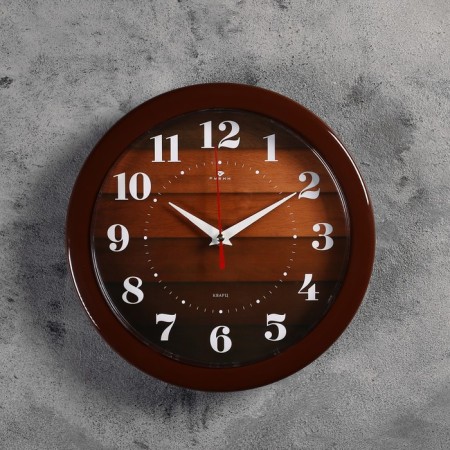 Watch wall, interior "parquet", D-23 cm, silent, brown case