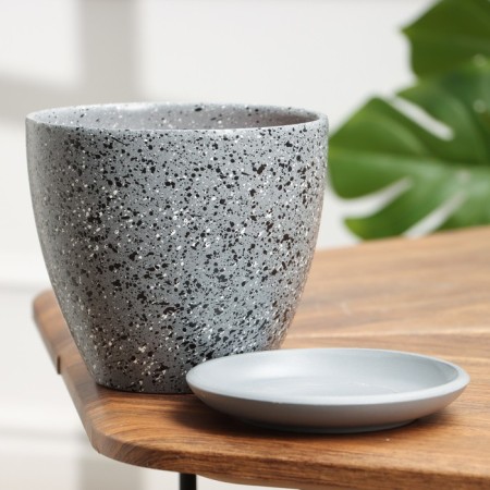 Flower pot "ripples" gray, 1.4 liters-1