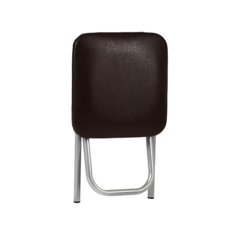 Folding stool, eco -leather brown/metallic-2