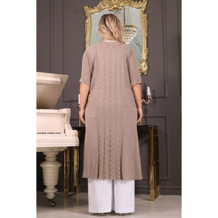 Cardigan female, size 54, beige color-9