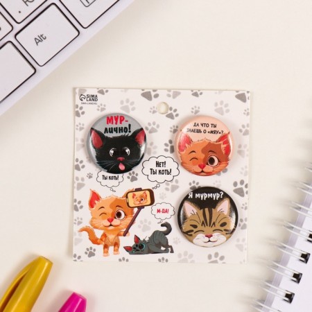 Icons sunset set 3 pcs d = 25 mm "kittens" 7x7 cm-1