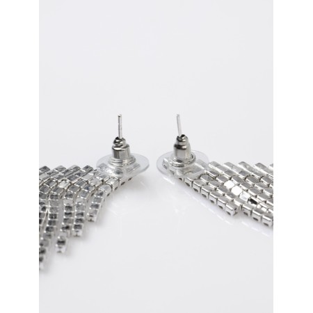 Hanging earrings with rhinestones "Eternal radiance" Wings, white color in silver-1