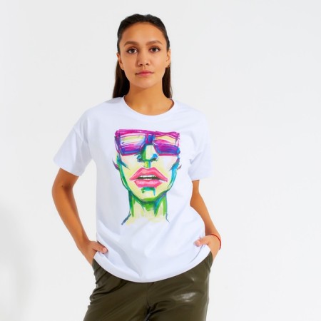 Women's T-shirt Minaku "Girl" Color White, Rr. 52-3