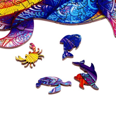 Wooden figured puzzle "Star whales", pair-5