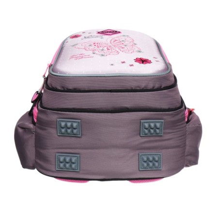 School backpack 40x33x15cm, ergonomic back, Across 410, gray/pink-6