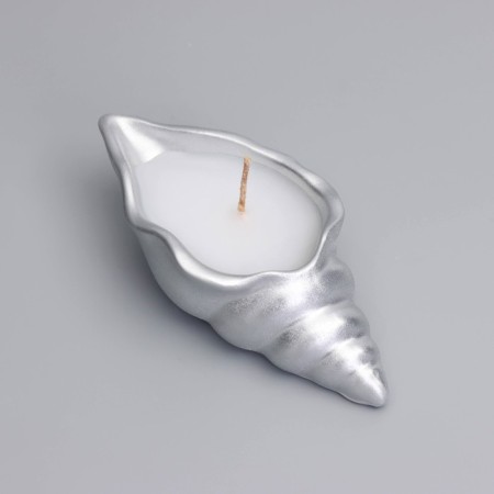 Candle "shell" in a candlestick of gypsum is small, 11.5x5.5x3.5 cm, silver-3