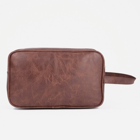Lightning cosmetic bag, external pocket, brown color-1