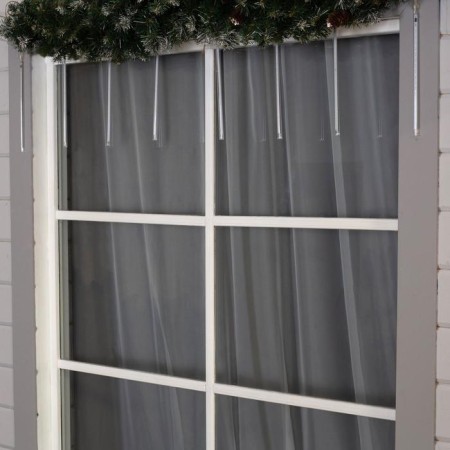 Garland "icicles" 2.5 × 0.3 m, IP65, transparent thread, 192 LED, Green glow with a drain effect, 12 V effect-1