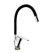 Accoona A4844F kitchen mixer, single -leaf, silicone spout, silumin, black/chrome