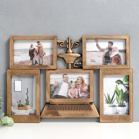 Photo frame Plastic in 5 photos 10x15 cm "Laptbook" Dark Gold 30.5x44.5 cm