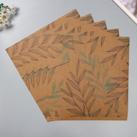 Scrapbooking paper bilateral craft "Flora" density 180 grams set 5 pcs 30.5x32 cm-2