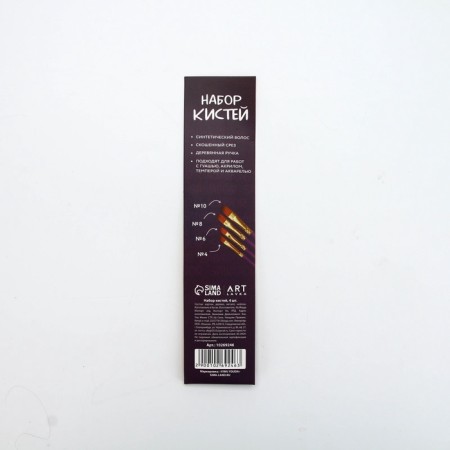 Drawing brush set 4 pcs. Synthetics flat No. 4.6,8,10 "Dali"-4