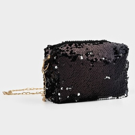 Women's bag with sequins, 16*11.5*6.5 cm, black color-6