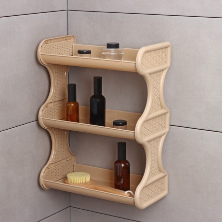 Rattan bathroom shelf, 3-long, 32 × 17 × 41.8 cm, sea sand color-2