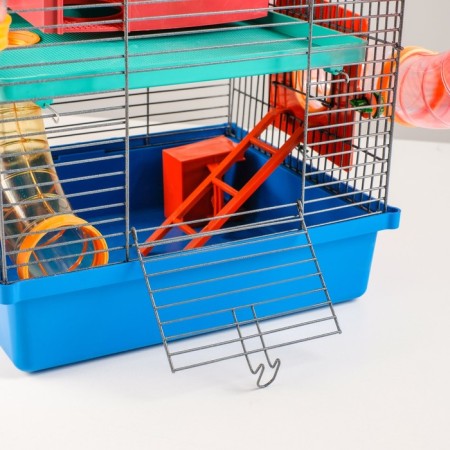 Mini cage for rodents, two -tier, with a shelf, house and a mix of labyrinths-8