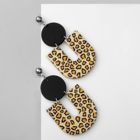 Earrings "Geometry" Leopard, colored in silver-1