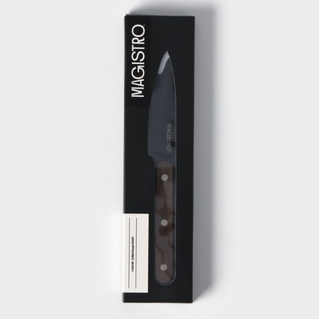 Knife for vegetables kitchen Magistro Dark Wood, blade length 10.2 cm-4