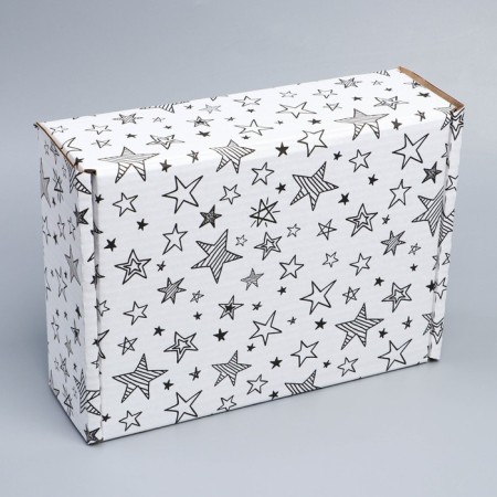 Box Gift team, packaging, “stars”, white, 27 x 21 x 9 cm-3